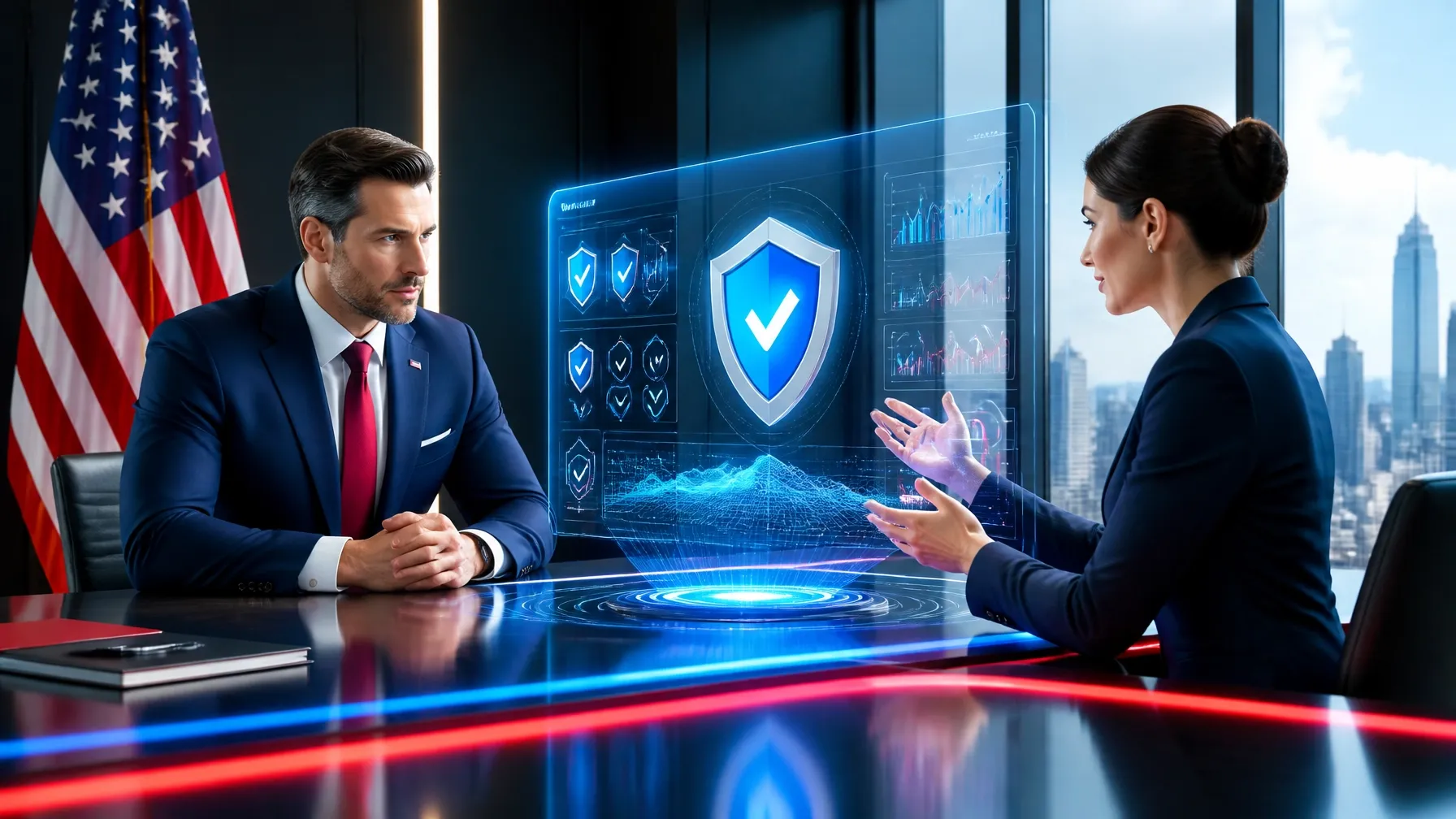 Business leader reviewing a strategic cyber risk briefing with a fractional security executive