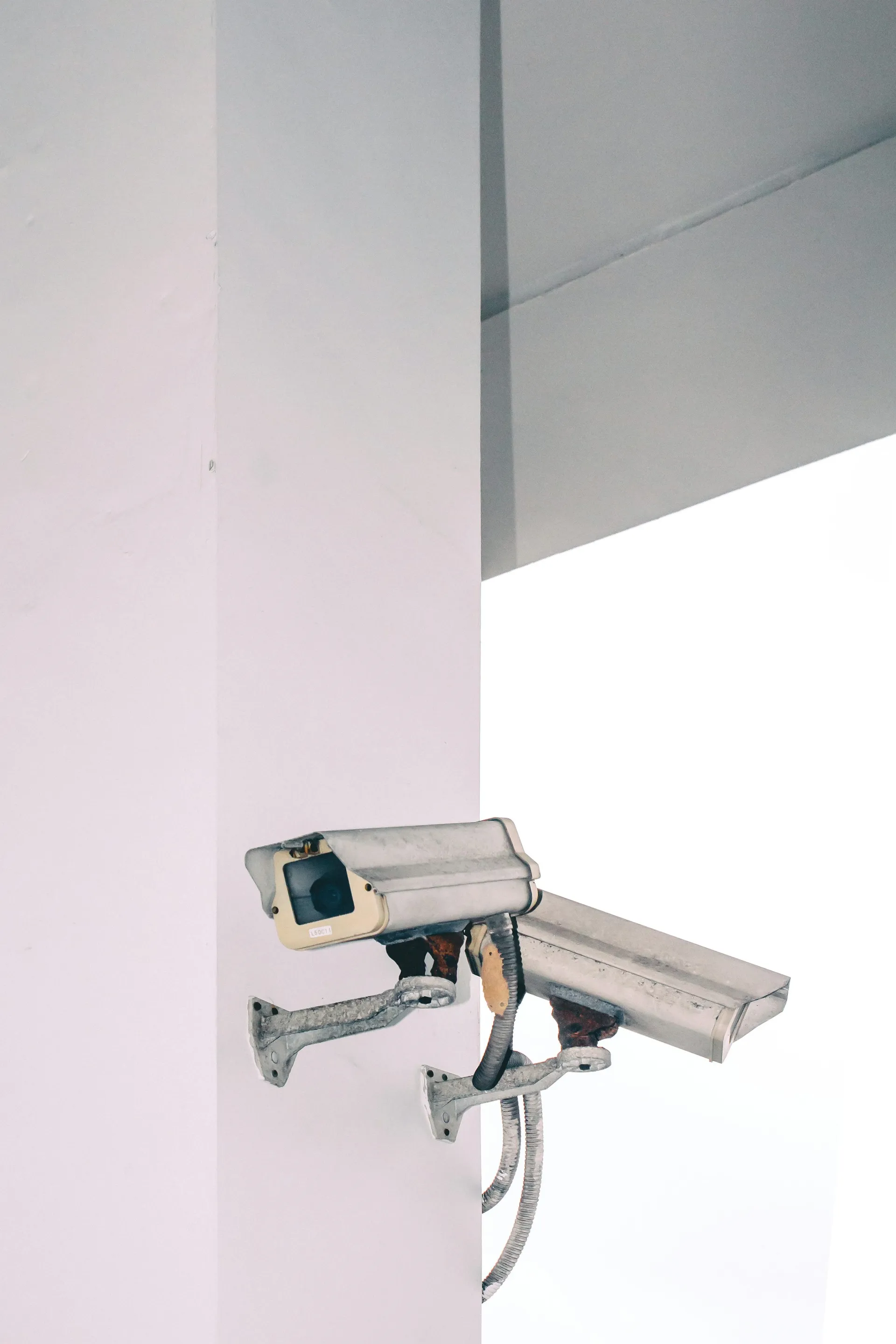 CCTV cameras mounted on a building exterior
